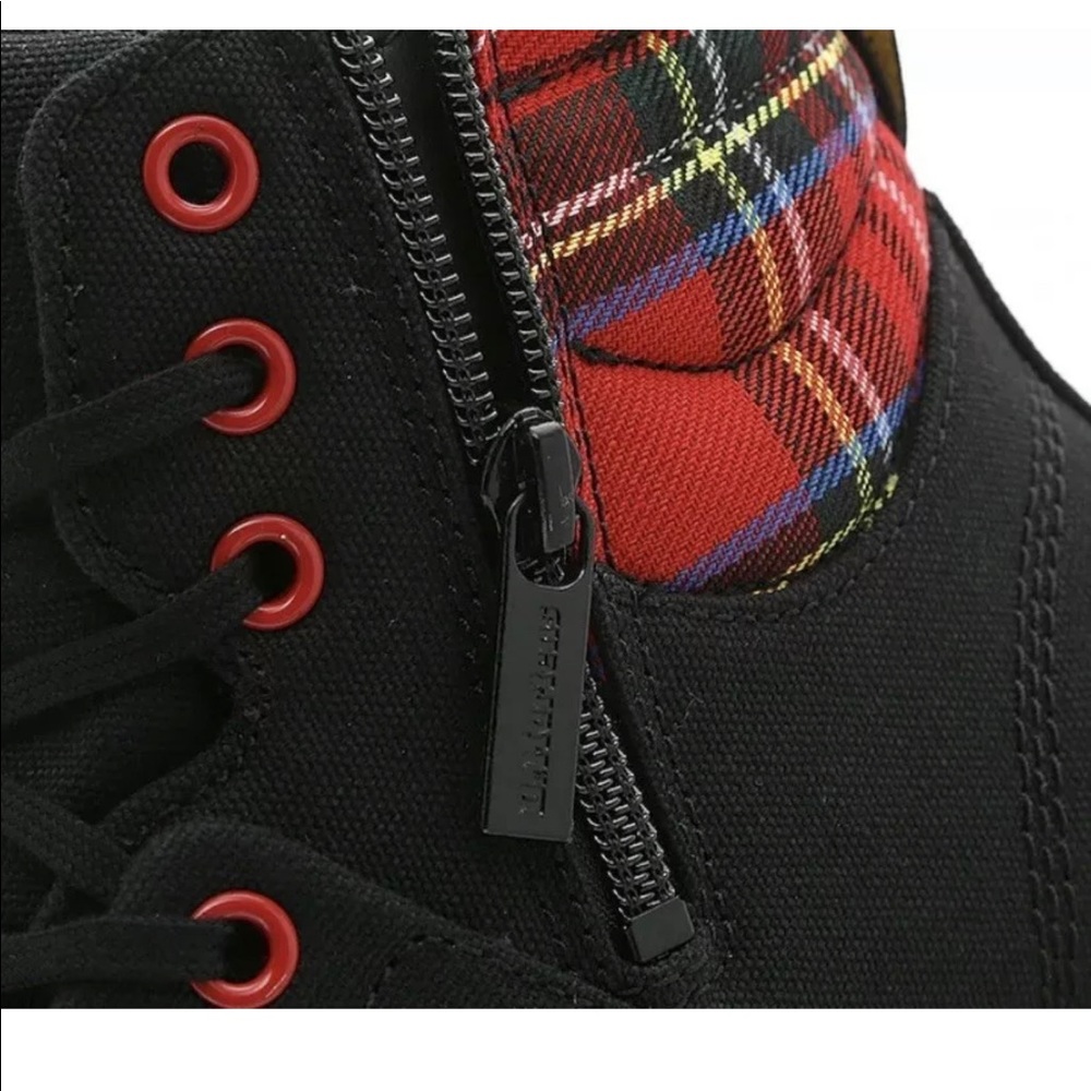 ROZARYA WOMEN'S CANVAS BOOTS Black + Red Stewart - Picture 6 of 16